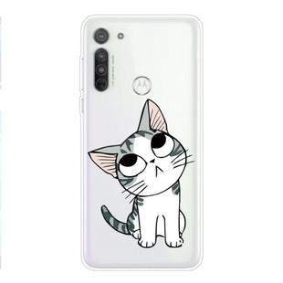 For Motorola G8 Power Coloured Drawing Pattern Highly Transparent TPU Protective Case(Cat)