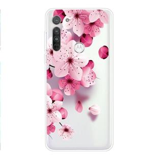 For Motorola G8 Power Coloured Drawing Pattern Highly Transparent TPU Protective Case(Cherry Blossoms)