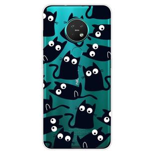 For Nokia 6.2 / 7.2 Coloured Drawing Pattern Highly Transparent TPU Protective Case(Black Cat)
