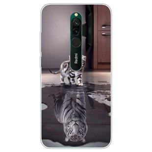 For Xiaomi Redmi 8 Coloured Drawing Pattern Highly Transparent TPU Protective Case(Cat Tiger)