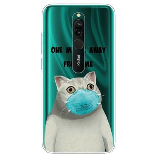 For Xiaomi Redmi 8 Coloured Drawing Pattern Highly Transparent TPU Protective Case(Mask Cat)