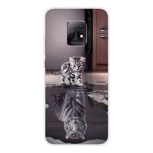 For Xiaomi Redmi 10X 5G Coloured Drawing Pattern Highly Transparent TPU Protective Case(Cat Tiger)