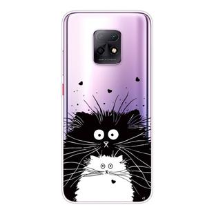 For Xiaomi Redmi 10X 5G Coloured Drawing Pattern Highly Transparent TPU Protective Case(Black White Rat)