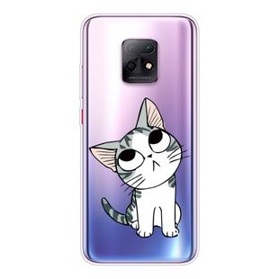 For Xiaomi Redmi 10X 5G Coloured Drawing Pattern Highly Transparent TPU Protective Case(Cat)