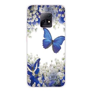 For Xiaomi Redmi 10X 5G Coloured Drawing Pattern Highly Transparent TPU Protective Case(Purple Butterfly)
