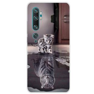 For Xiaomi Mi CC9 Pro Coloured Drawing Pattern Highly Transparent TPU Protective Case(Cat Tiger)