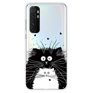 For Xiaomi Mi Note 10 Lite Coloured Drawing Pattern Highly Transparent TPU Protective Case(Black White Rat)