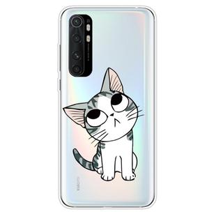 For Xiaomi Mi Note 10 Lite Coloured Drawing Pattern Highly Transparent TPU Protective Case(Cat)