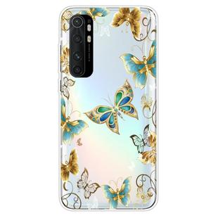 For Xiaomi Mi Note 10 Lite Coloured Drawing Pattern Highly Transparent TPU Protective Case(Golden Butterfly)