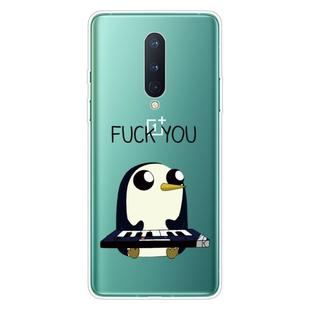 For OnePlus 8 Coloured Drawing Pattern Highly Transparent TPU Protective Case(Penguin)
