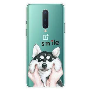 For OnePlus 8 Coloured Drawing Pattern Highly Transparent TPU Protective Case(Pinch Dog)