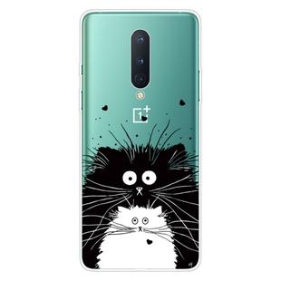 For OnePlus 8 Coloured Drawing Pattern Highly Transparent TPU Protective Case(Black White Rat)