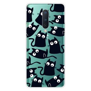 For OnePlus 8 Coloured Drawing Pattern Highly Transparent TPU Protective Case(Black Cat)