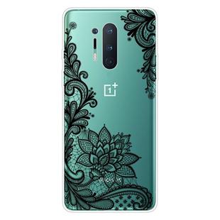 For OnePlus 8 Pro Coloured Drawing Pattern Highly Transparent TPU Protective Case(Black Rose)