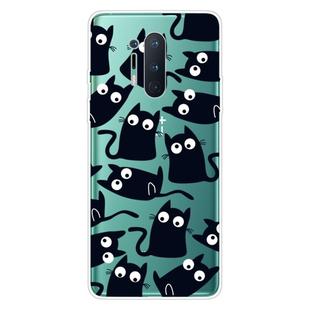 For OnePlus 8 Pro Coloured Drawing Pattern Highly Transparent TPU Protective Case(Black Cat)