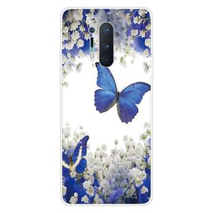 For OnePlus 8 Pro Coloured Drawing Pattern Highly Transparent TPU Protective Case(Purple Butterfly)