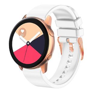 For Amazfit GTR Mini / Bip 3 / Bip 3 Pro 20mm Solid Color Rose Gold Buckle Silicone Watch Band(White)