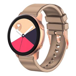 For Amazfit GTR Mini / Bip 3 / Bip 3 Pro 20mm Solid Color Rose Gold Buckle Silicone Watch Band(Khaki)