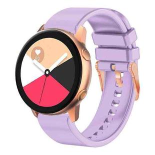 For Amazfit GTR Mini / Bip 3 / Bip 3 Pro 20mm Solid Color Rose Gold Buckle Silicone Watch Band(Light Purple)