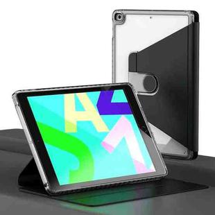 For iPad 10.2 2021 / 2020 / 2019 Clear 360 Rotation Stand Smart Leather Tablet Case(Black)