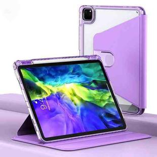 For iPad Pro 11 2022 / 2021 / 2020 Clear 360 Rotation Stand Smart Leather Tablet Case(Purple)