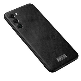 For Samsung Galaxy S23+ 5G SULADA Shockproof TPU + Handmade Leather Phone Case(Black)