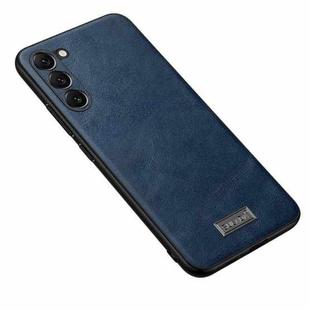 For Samsung Galaxy S23+ 5G SULADA Shockproof TPU + Handmade Leather Phone Case(Blue)