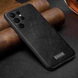 For Samsung Galaxy S25 Ultra 5G SULADA Shockproof TPU Hybrid Handmade Leather Phone Case(Black)