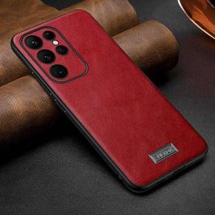 For Samsung Galaxy S25 Ultra 5G SULADA Shockproof TPU Hybrid Handmade Leather Phone Case(Red)