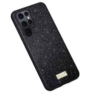 For Samsung Galaxy S23 Ultra 5G SULADA Glittery TPU + Handmade Leather Phone Case(Black)