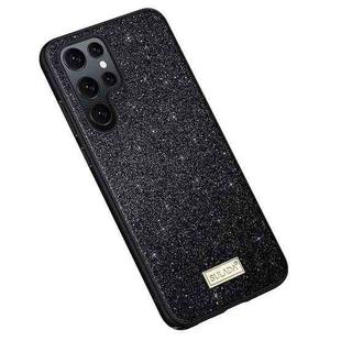 For Samsung Galaxy S24 Ultra 5G SULADA Glittery TPU Hybrid Handmade Leather Phone Case(Black)