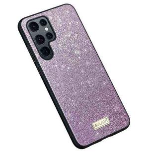For Samsung Galaxy S25 Ultra 5G SULADA Glittery TPU Hybrid Handmade Leather Phone Case(Purple)