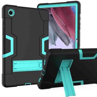 For Samsung Galaxy Tab A8 Contrast Color Robot Silicone Hybrid PC Tablet Case with Holder(Black Mint Green)