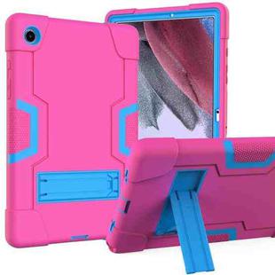 For Samsung Galaxy Tab A8 Contrast Color Robot Silicone Hybrid PC Tablet Case with Holder(Rose Red Blue)