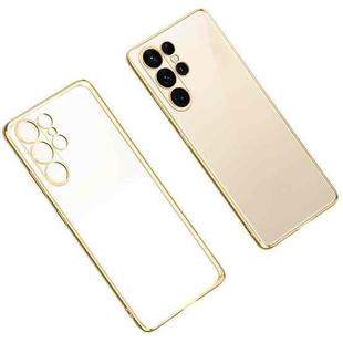 For Samsung Galaxy S23 Ultra 5G SULADA Shockproof Plating TPU Transparent Phone Case(Gold)