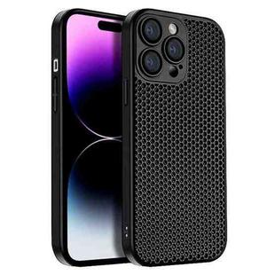 For iPhone 14 Pro Honeycomb Radiating PC Phone Case(Black)