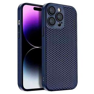 For iPhone 14 Pro Honeycomb Radiating PC Phone Case(Blue)