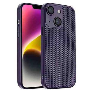 For iPhone 14 Plus Honeycomb Radiating PC Phone Case(Purple)