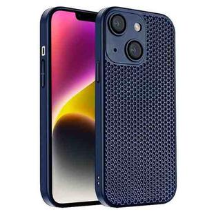 For iPhone 14 Plus Honeycomb Radiating PC Phone Case(Blue)