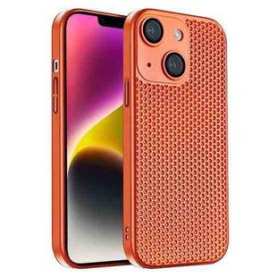 For iPhone 14 Plus Honeycomb Radiating PC Phone Case(Orange)