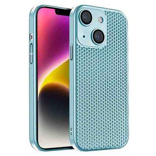 For iPhone 14 Plus Honeycomb Radiating PC Phone Case(Sky Blue)