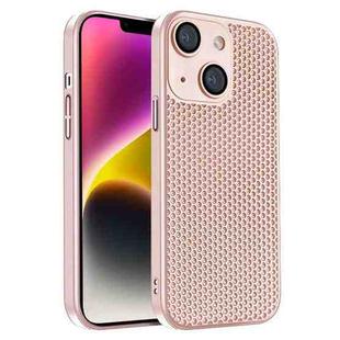 For iPhone 14 Honeycomb Radiating PC Phone Case(Pink)