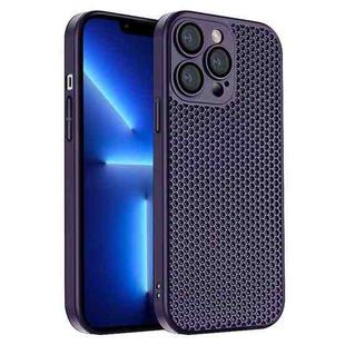 For iPhone 13 Pro Honeycomb Radiating PC Phone Case(Purple)