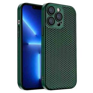 For iPhone 13 Pro Honeycomb Radiating PC Phone Case(Green)