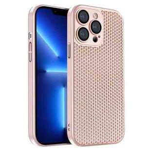 For iPhone 13 Pro Honeycomb Radiating PC Phone Case(Pink)