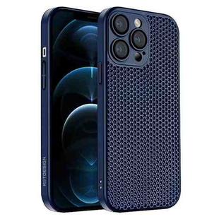 For iPhone 12 Pro Max Honeycomb Radiating PC Phone Case(Blue)