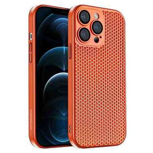 For iPhone 12 Pro Max Honeycomb Radiating PC Phone Case(Orange)