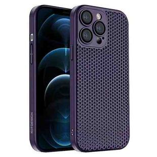 For iPhone 12 Pro Honeycomb Radiating PC Phone Case(Purple)