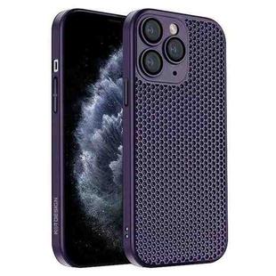 For iPhone 11 Pro Max Honeycomb Radiating PC Phone Case(Purple)