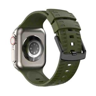 Tire Texture Silicone Watch Band For Apple Watch Series 6 44mm(Army Green)